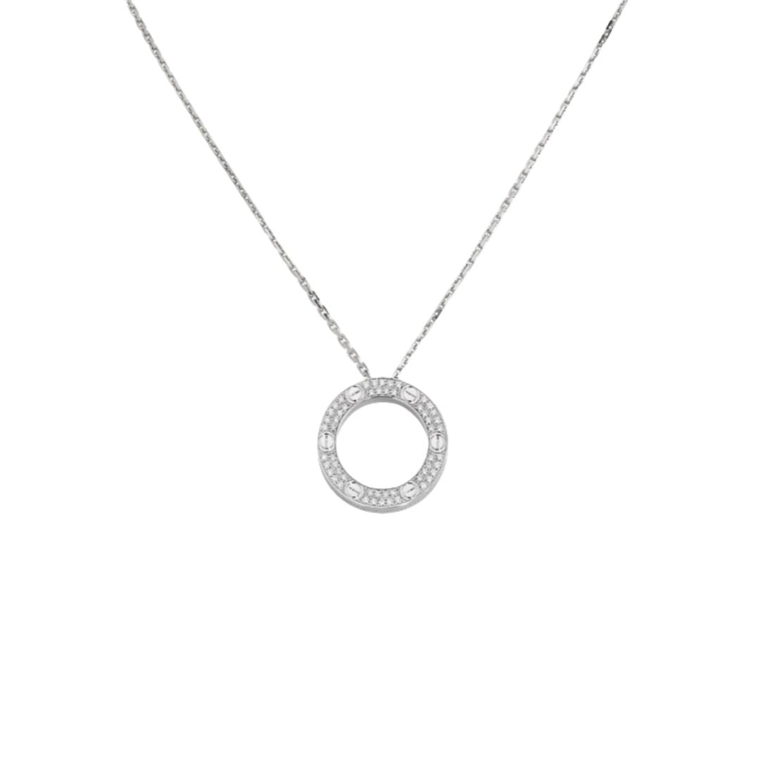 CTNV011 18K Gold LOVE pendant Necklace, paved - ccjewelryacc