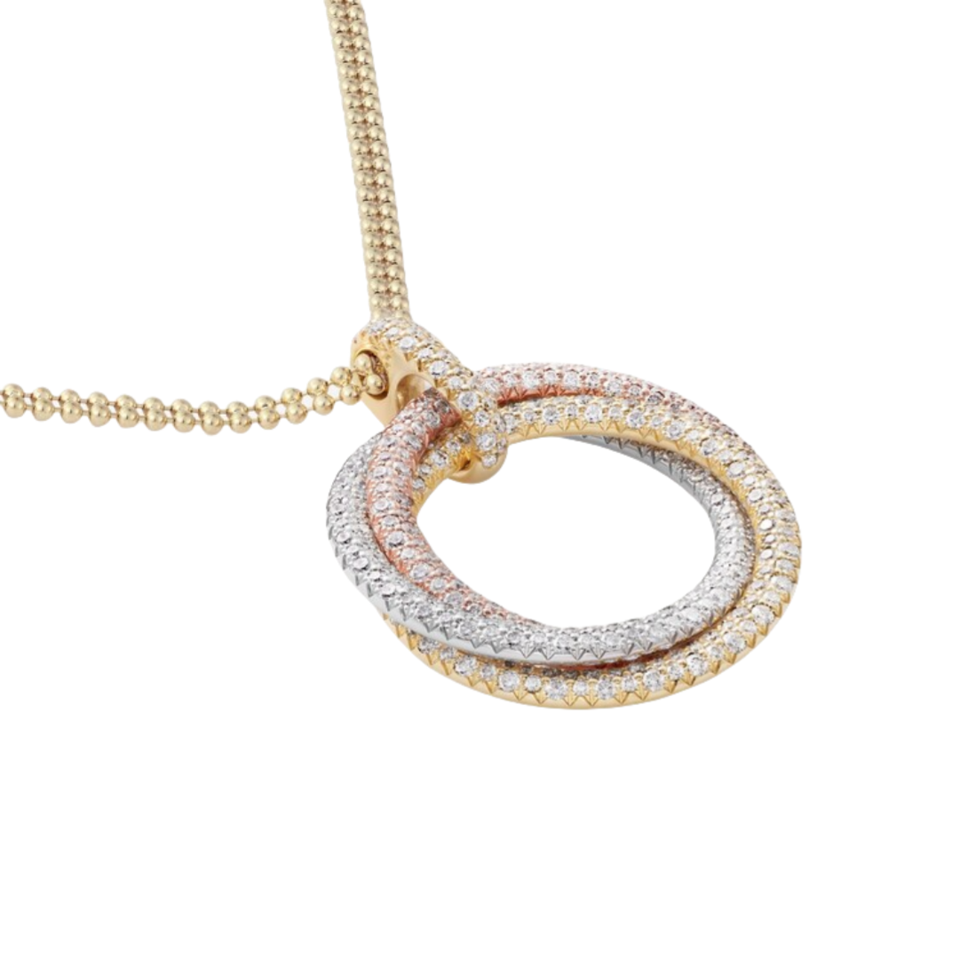 CTNV015 18K Gold Trinity pendant, large model, paved - ccfashionjewelry