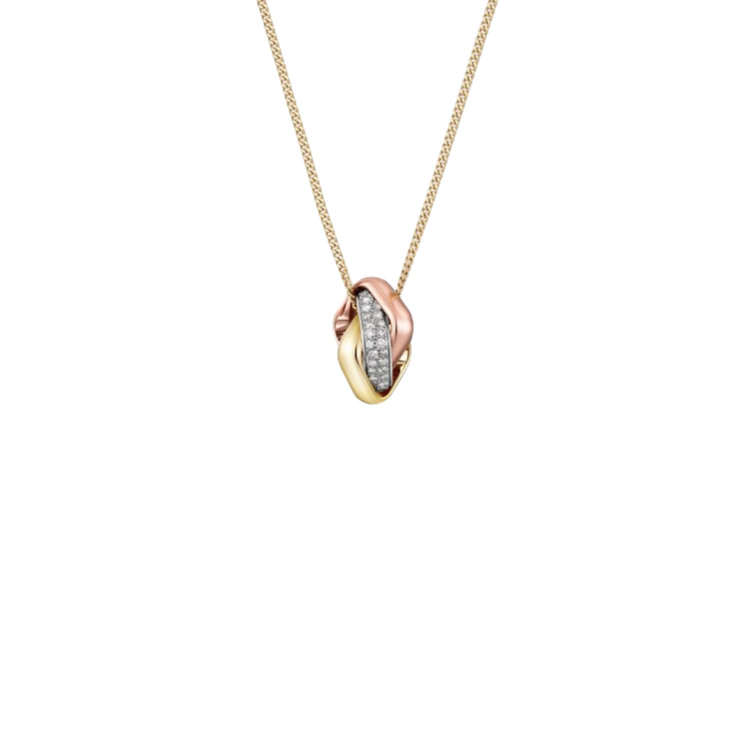 CTNV002 18K Gold Trinity pendant, cushion-shaped, half-paved - ccjewelryacc