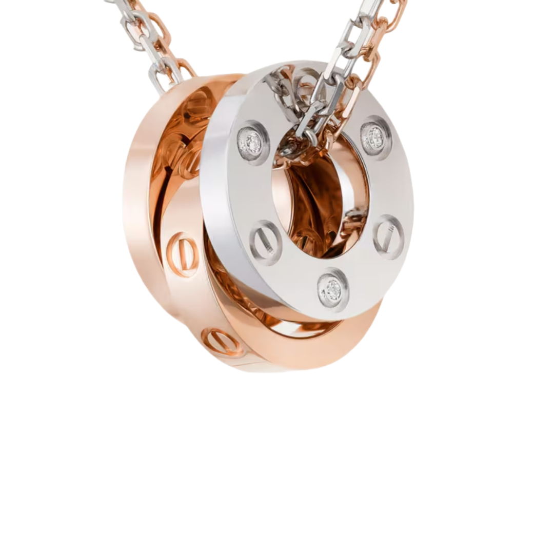 CTNV012 18K Gold LOVE pendant Necklace, 6 diamonds - ccfashionjewelry