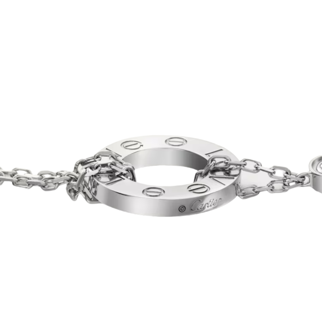 CTSV037 18k Gold LOVE bracelet, on chain, 2 diamonds - ccjewelryacc