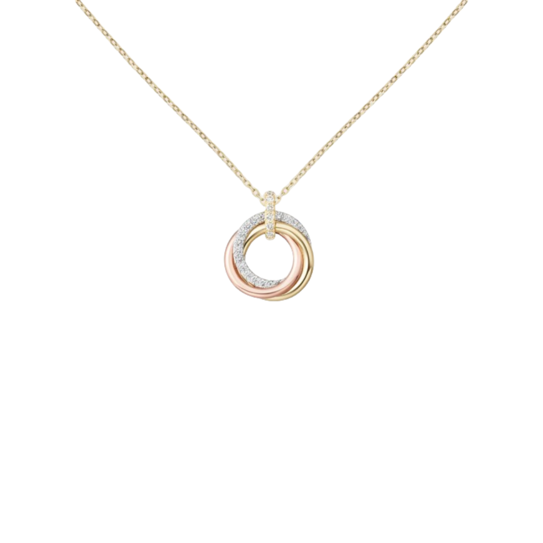 CTNV019 18K Gold Trinity pendant, small model, half-paved - ccfashionjewelry