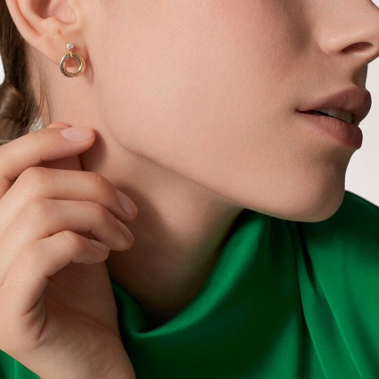 CTEV051 18K Trinity earrings, brilliant-cut diamonds - ccjewelryacc