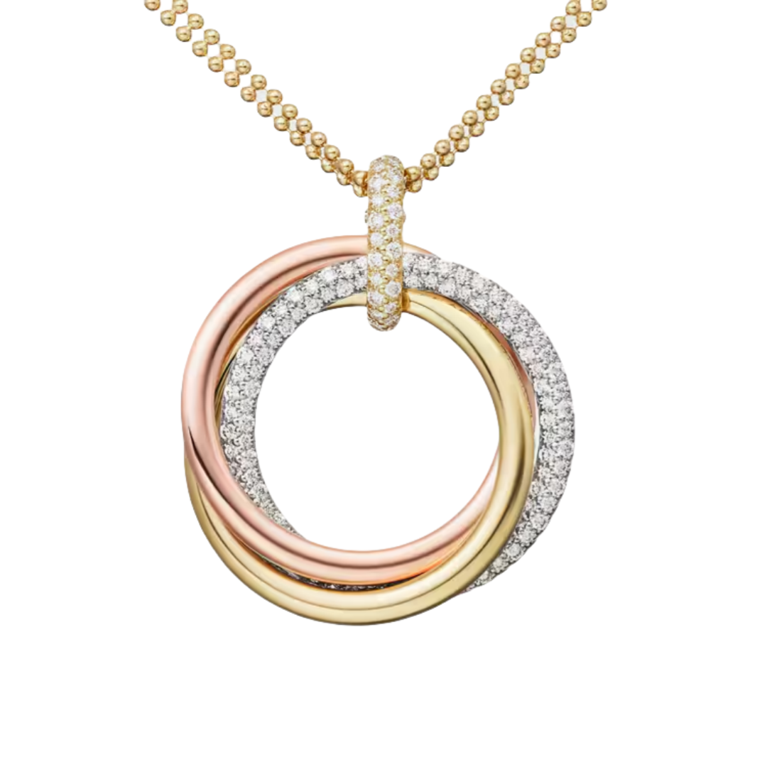 CTNV016 18K Gold Trinity pendant, large model, semi-paved - ccfashionjewelry