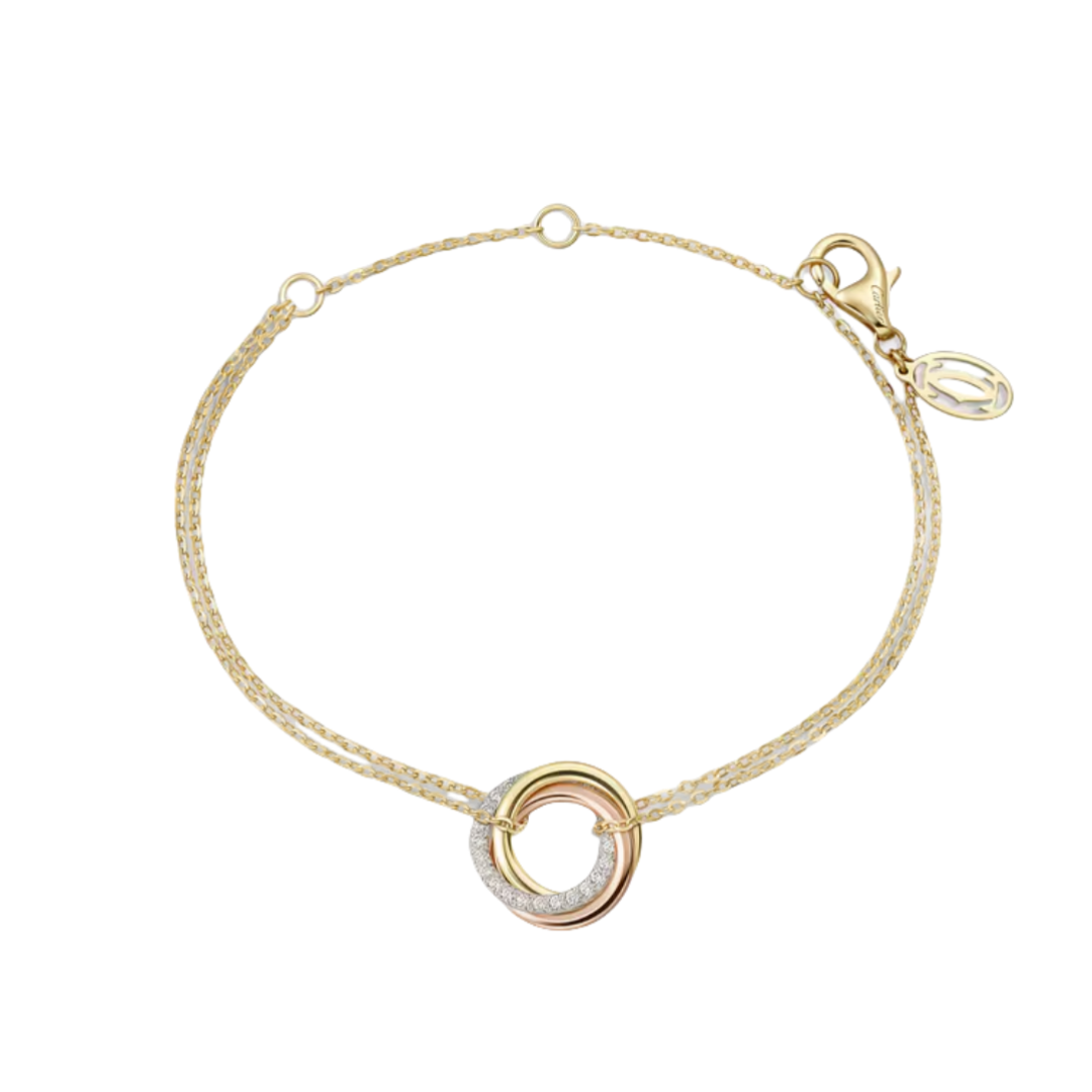 CTSV038 18k Gold Trinity bracelet, on chain, diamonds - ccfashionjewelry