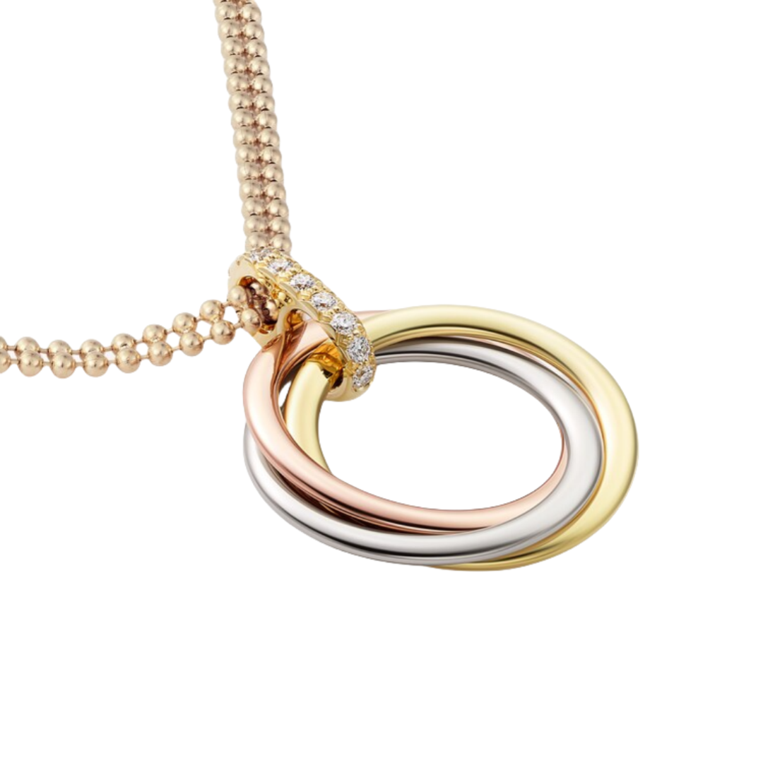 CTNV020 18K Gold Trinity pendant necklace, medium model, diamonds - ccfashionjewelry