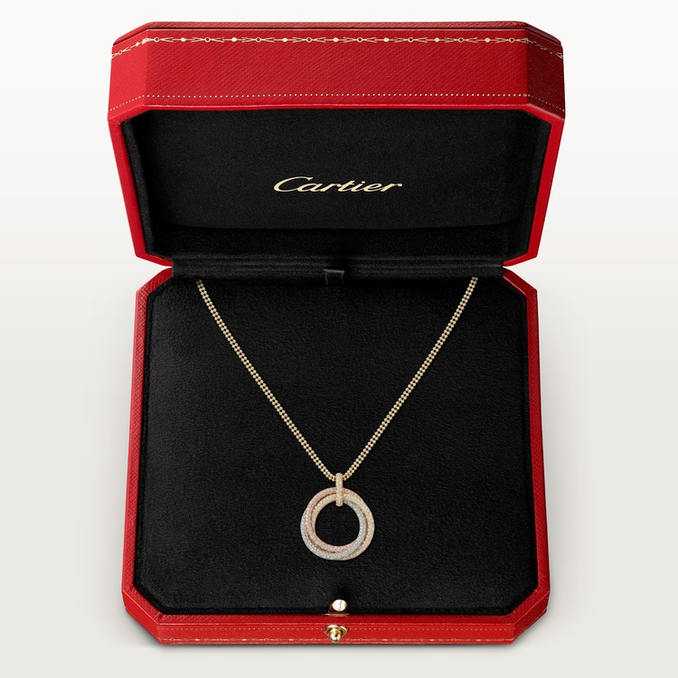 CTNV015 18K Gold Trinity pendant, large model, paved - ccjewelryacc