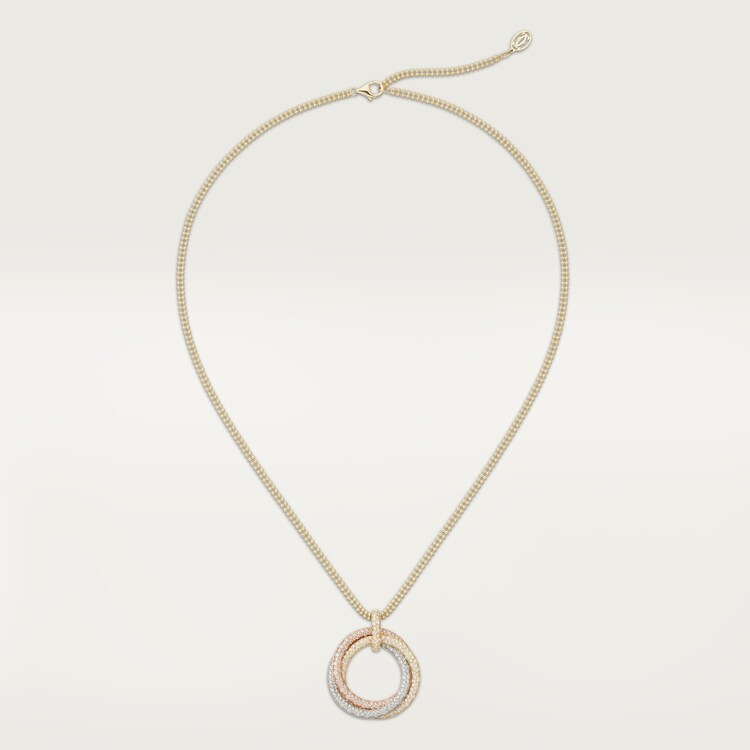 CTNV015 18K Gold Trinity pendant, large model, paved - ccjewelryacc