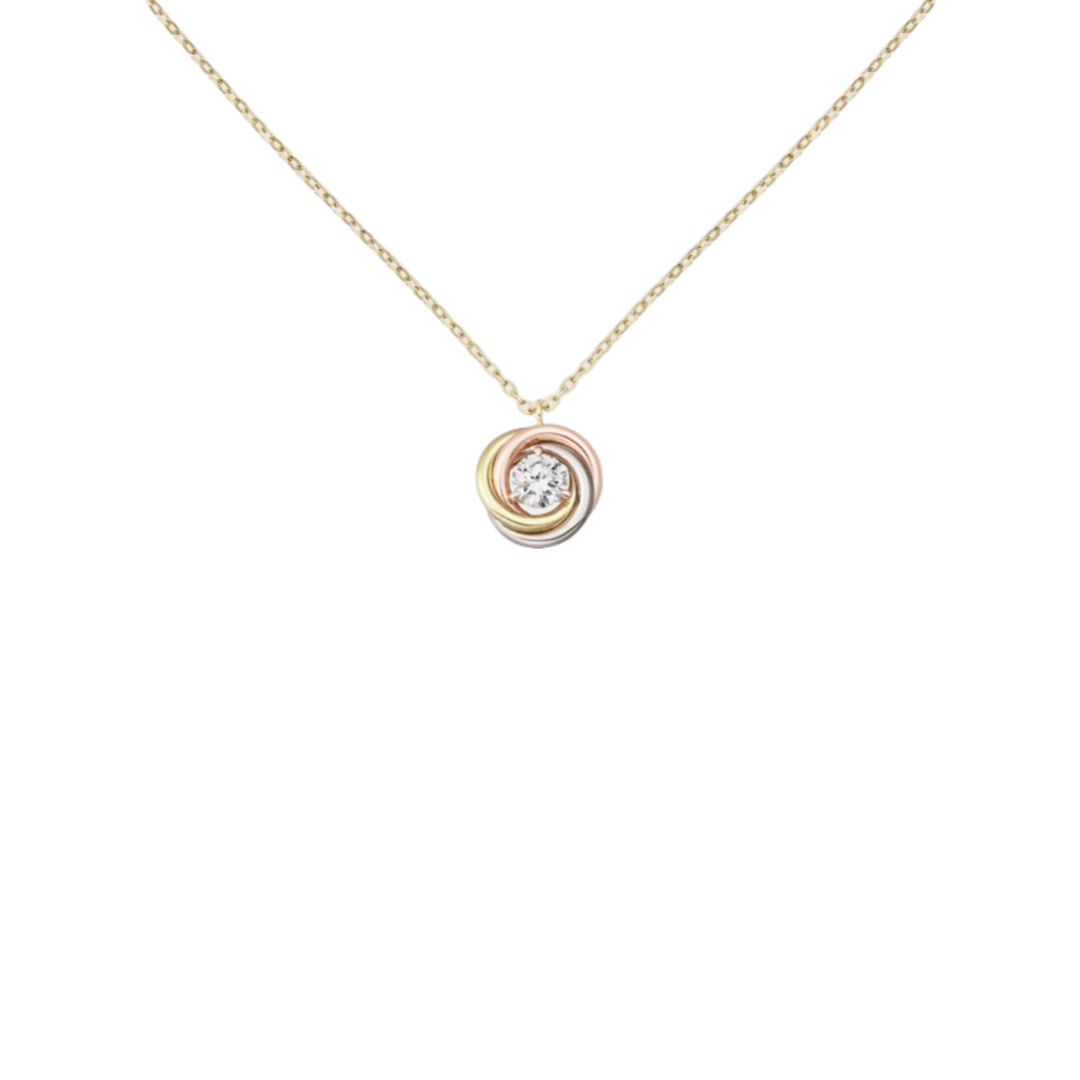 CTNV018 18K Gold Trinity pendant NECKLACE, 1 diamond - ccfashionjewelry