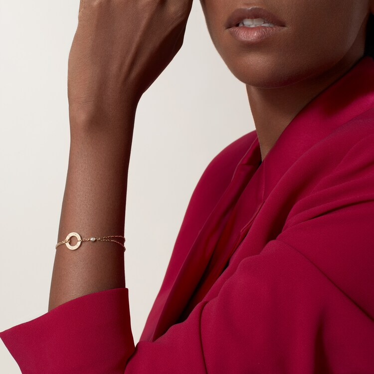 CTSV037 18k Gold LOVE bracelet, on chain, 2 diamonds - ccjewelryacc