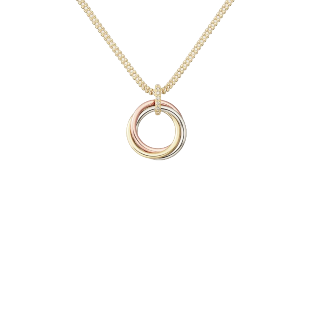 CTNV020 18K Gold Trinity pendant necklace, medium model, diamonds - ccfashionjewelry