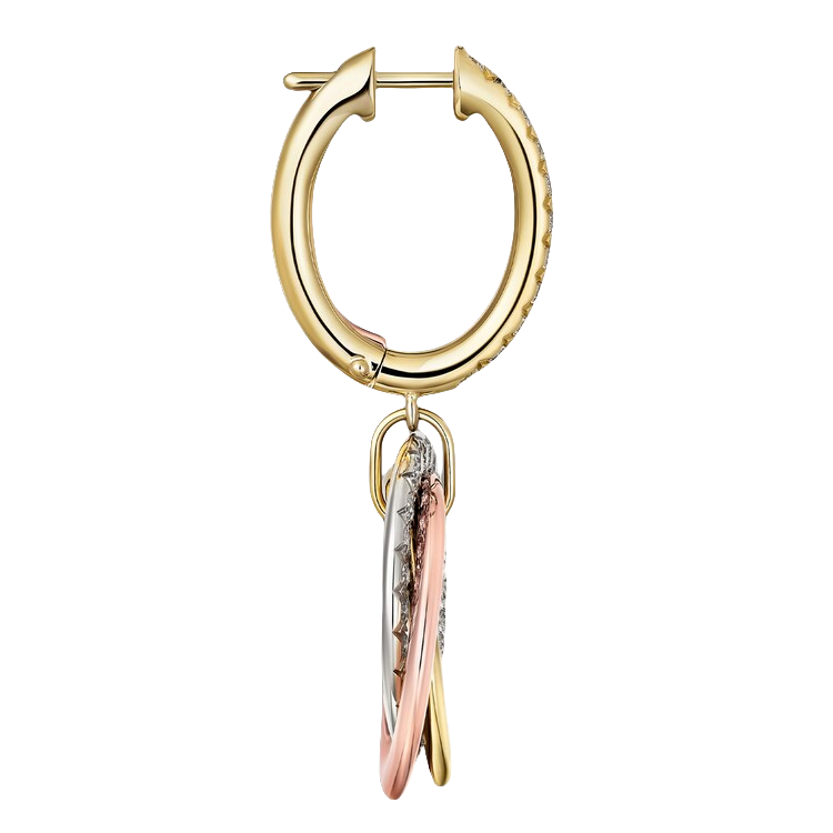 CTEV056 18K Trinity earrings, half-paved - ccjewelryacc