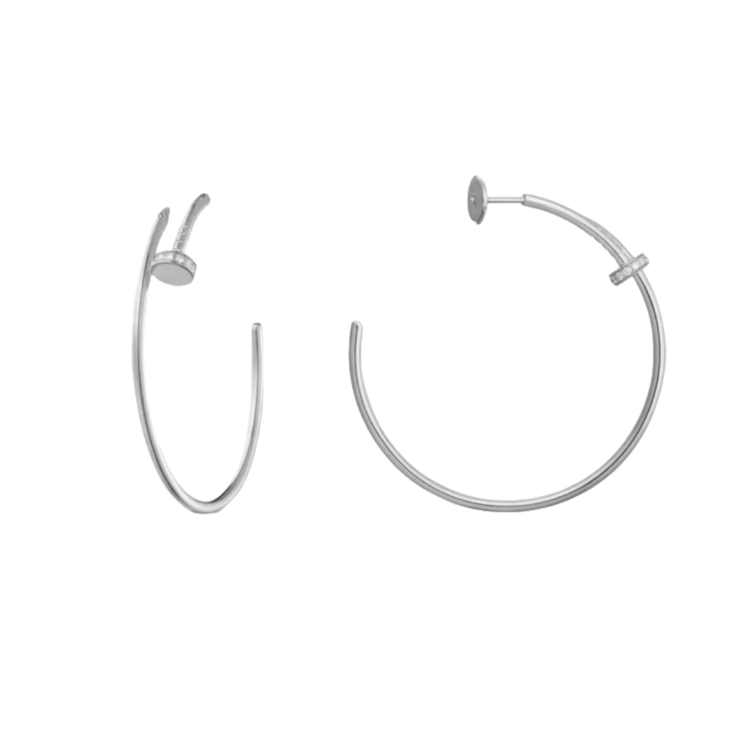 CTEV034 18K Cartier Juste un Clou hoop earrings, large model, diamonds - ccfashionjewelry