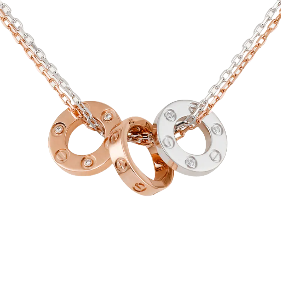 CTNV012 18K Gold LOVE pendant Necklace, 6 diamonds - ccfashionjewelry