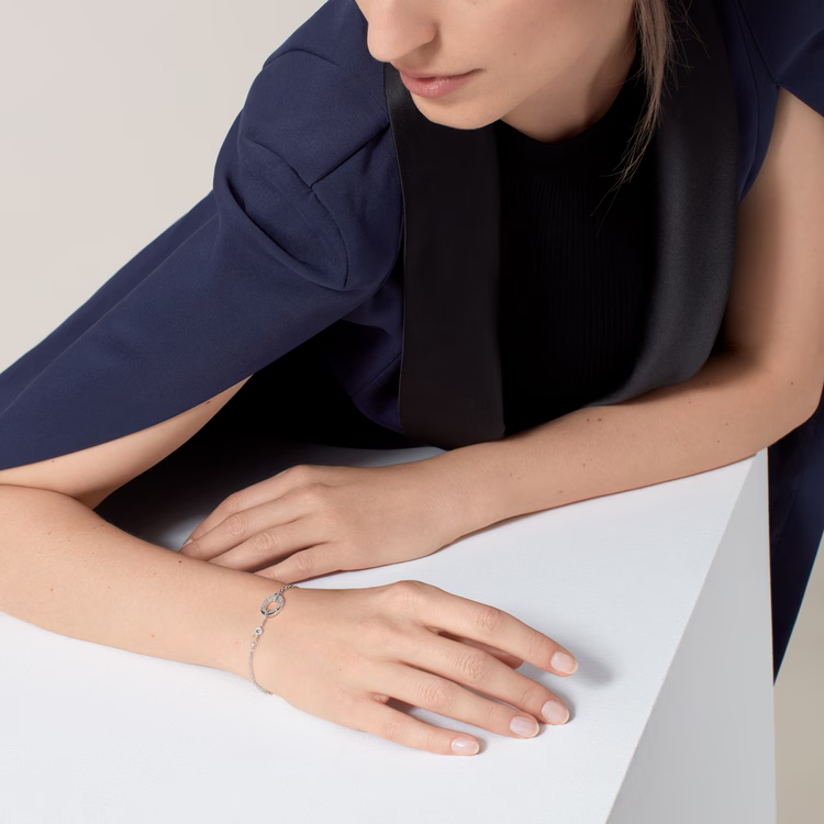 CTSV037 18k Gold LOVE bracelet, on chain, 2 diamonds - ccjewelryacc