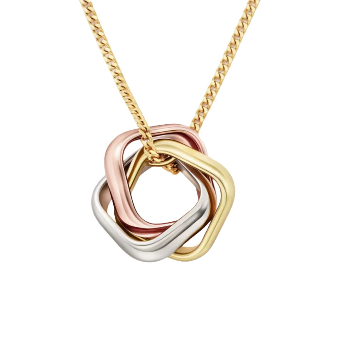 CTNV014 18K Gold Trinity pendant, cushion-shaped - ccfashionjewelry