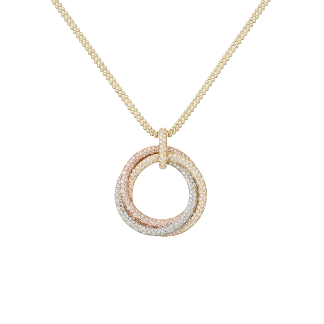 CTNV015 18K Gold Trinity pendant, large model, paved - ccfashionjewelry