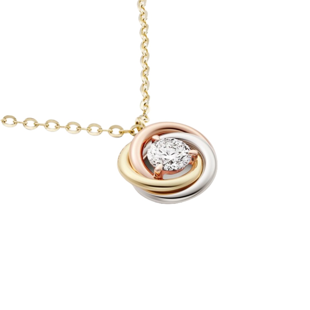 CTNV018 18K Gold Trinity pendant NECKLACE, 1 diamond - ccfashionjewelry