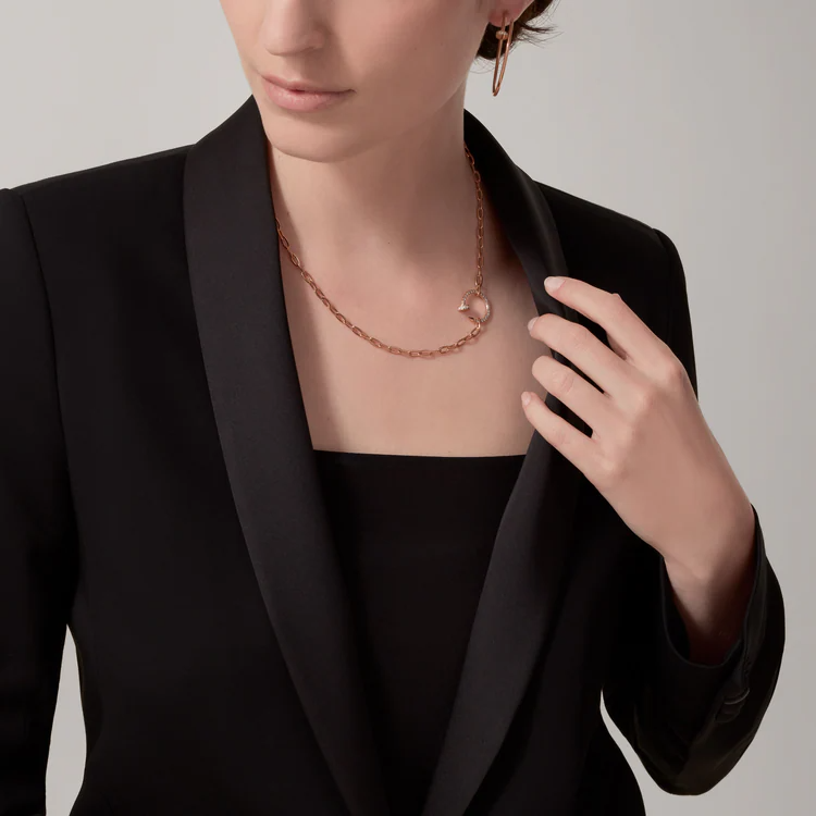 CTNV025 18K Gold Juste un Clou necklace, paved - ccjewelryacc