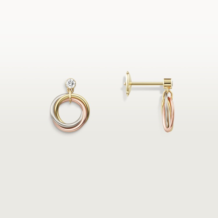 CTEV051 18K Trinity earrings, brilliant-cut diamonds - ccfashionjewelry