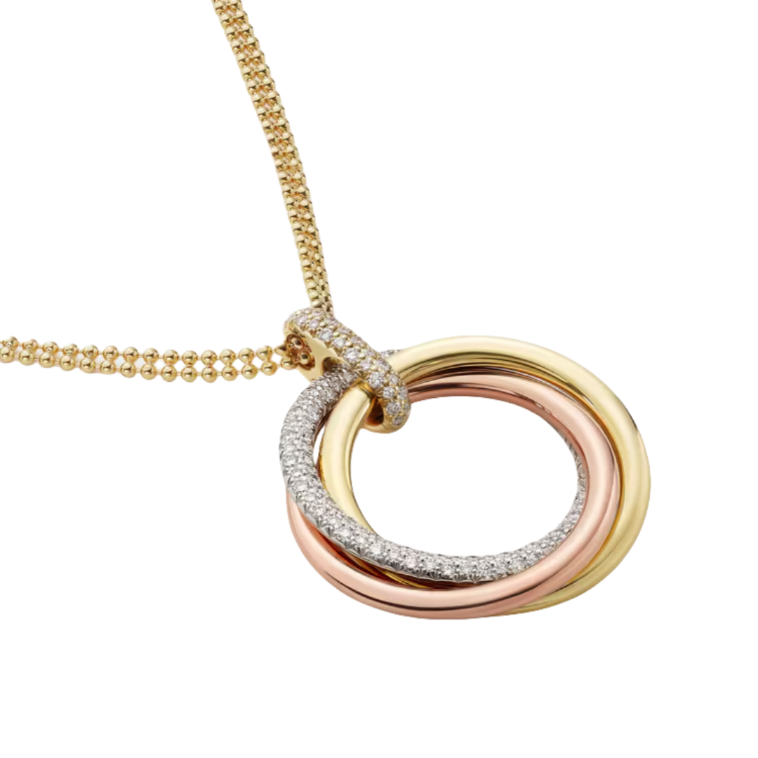 CTNV016 18K Gold Trinity pendant, large model, semi-paved - ccfashionjewelry