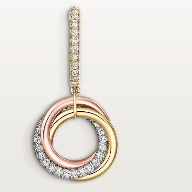 CTEV056 18K Trinity earrings, half-paved - ccjewelryacc