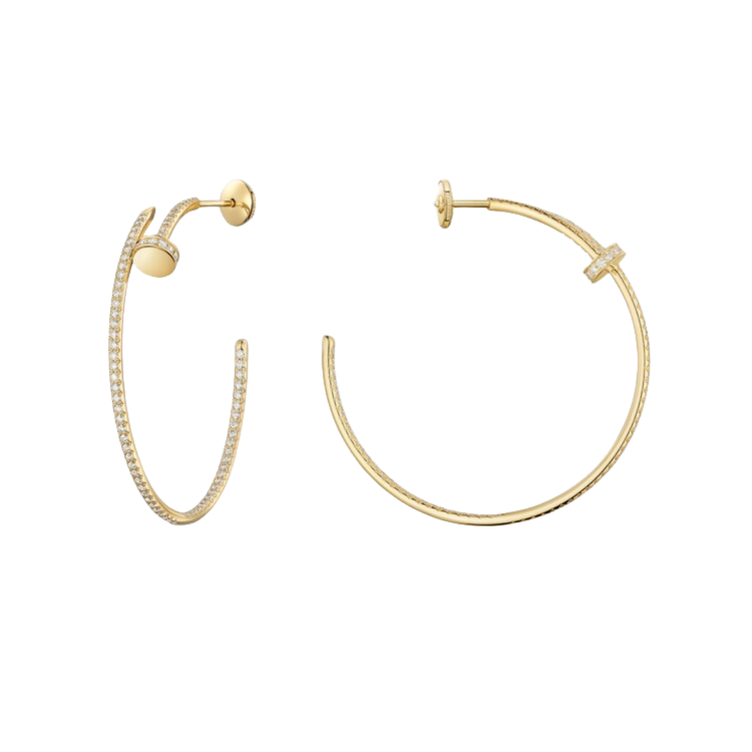 CTEV033 18K Cartier Juste un Clou hoop earrings, large model, paved - ccfashionjewelry