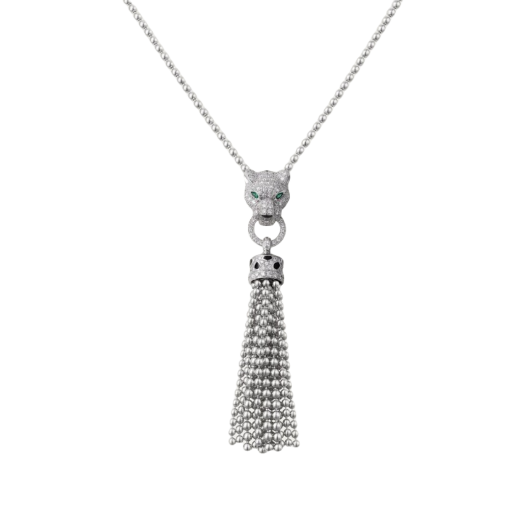 CTNV001 18K Gold Panthère de Cartier necklace, half-paved - ccfashionjewelry
