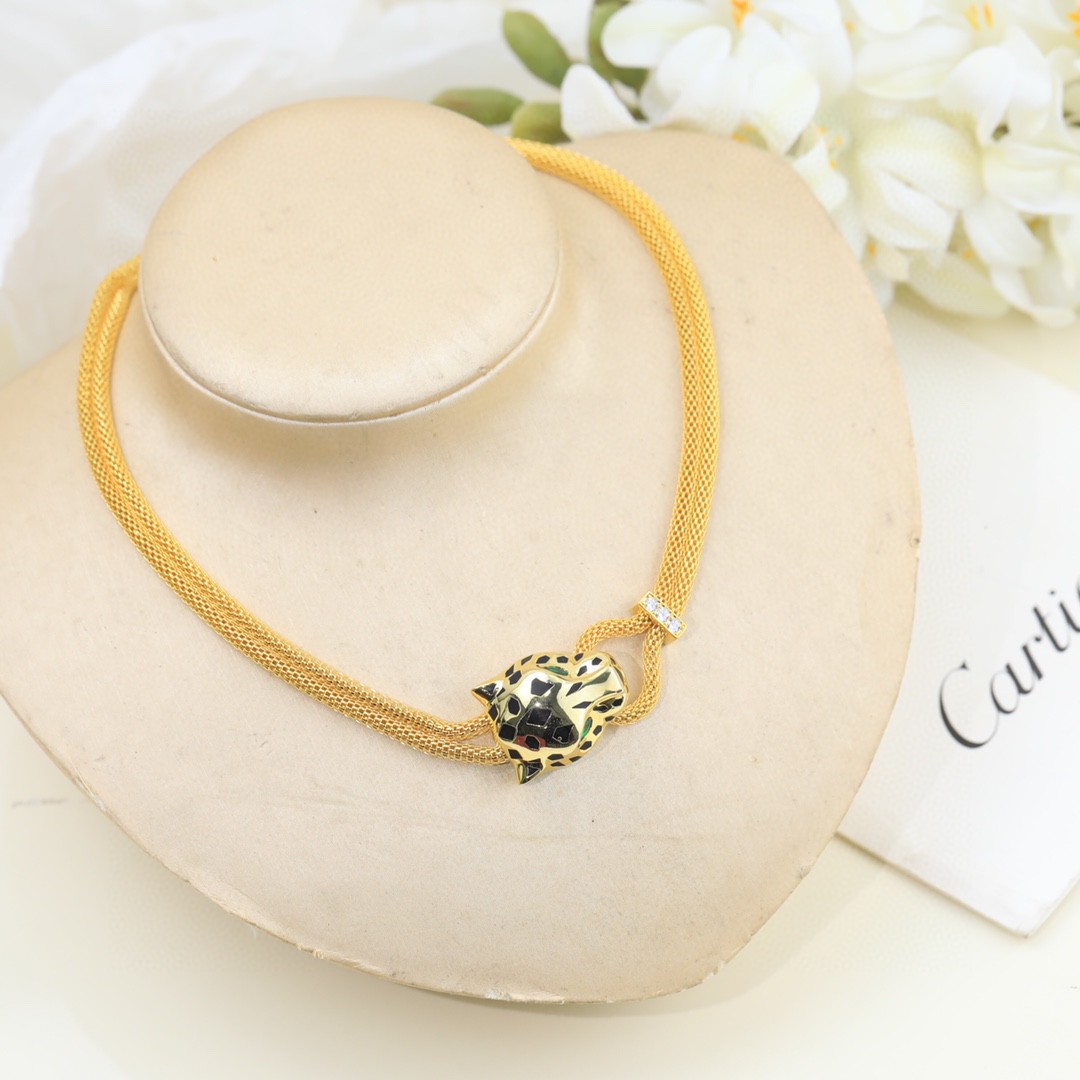 CTNV028 18K Gold Panthère de Cartier necklace, paved - ccjewelryacc