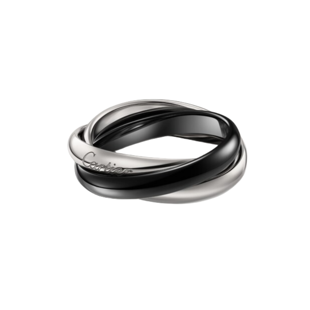 CTRV008 18k White gold Trinity ring, ceramic, classic model - ccjewelryacc