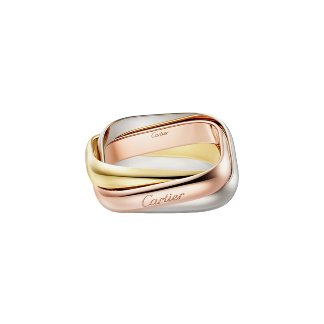 CTRV003 18k gold Trinity ring, cushion-shaped, classic model - ccfashionjewelry
