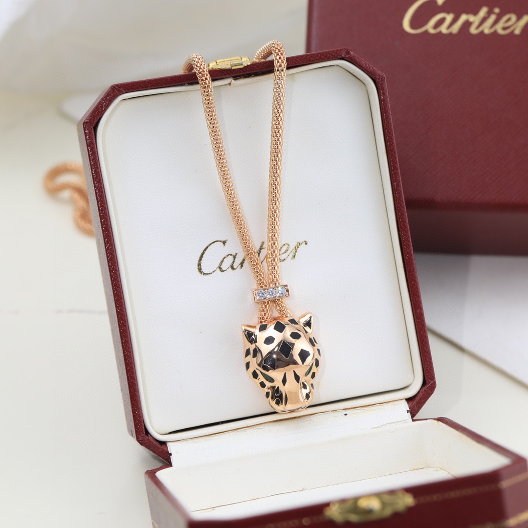 CTNV028 18K Gold Panthère de Cartier necklace, paved - ccjewelryacc
