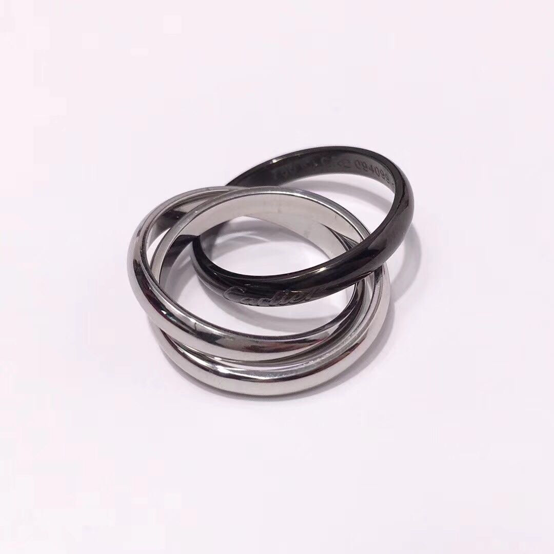 CTRV008 18k White gold Trinity ring, ceramic, classic model - ccjewelryacc