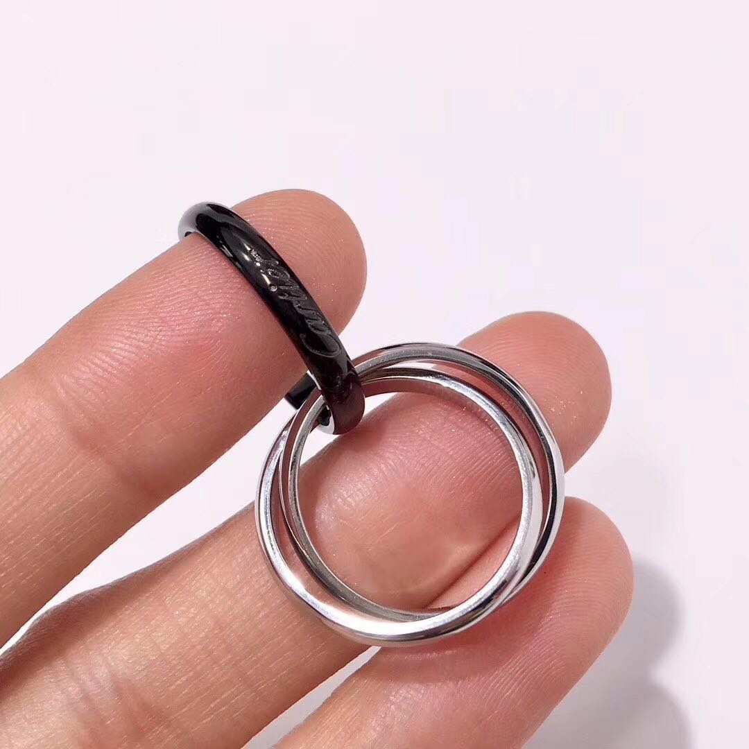 CTRV008 18k White gold Trinity ring, ceramic, classic model - ccjewelryacc