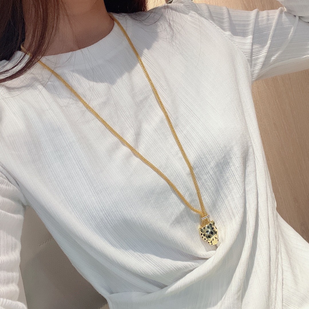 CTNV028 18K Gold Panthère de Cartier necklace, paved - ccjewelryacc