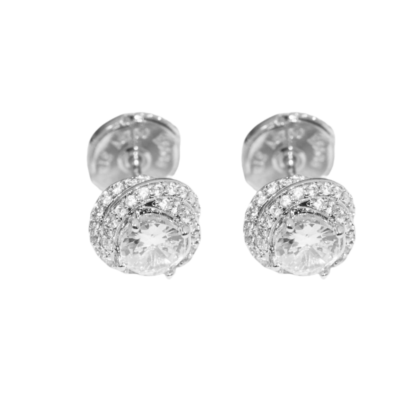 CTEV046 18k TRINITY WHITE GOLD EARRINGS, CLASSIC MODEL, FULL-PAVED - ccjewelryacc