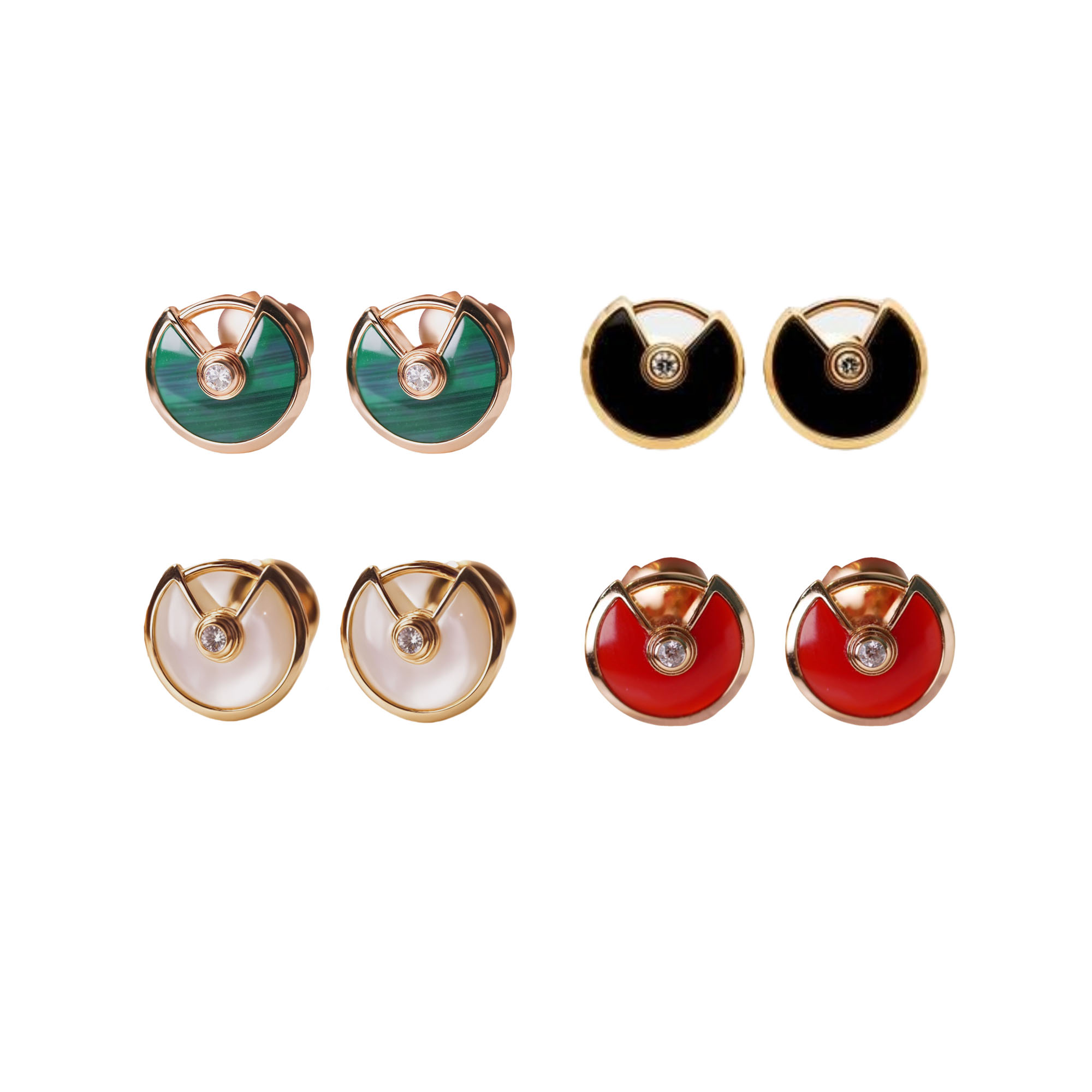 CTEV057 18K Cartier Amulette De Cartier Onyx Diamond Earrings - ccjewelryacc