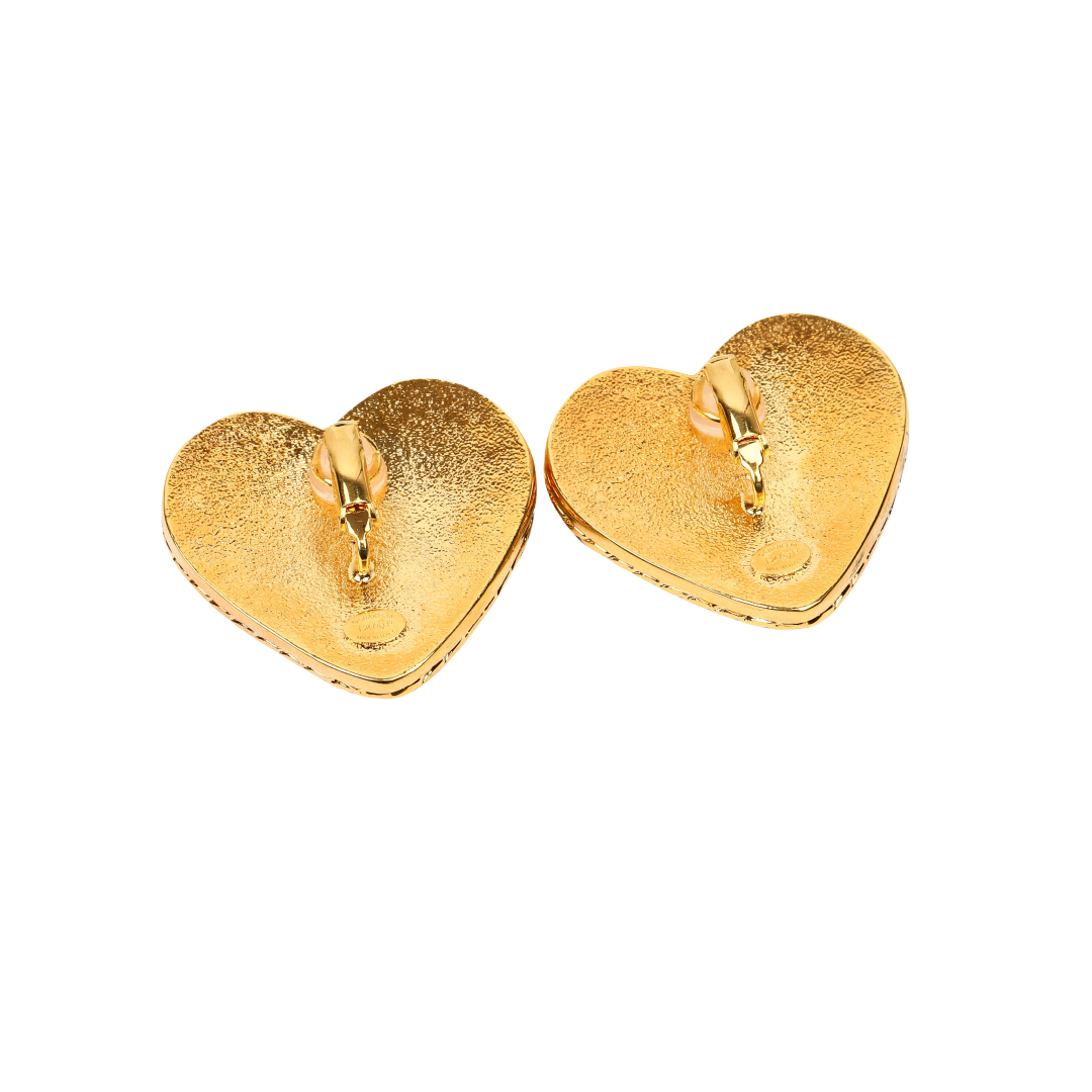 CCE354 Chanel denim heart earring clip - ccjewelryacc