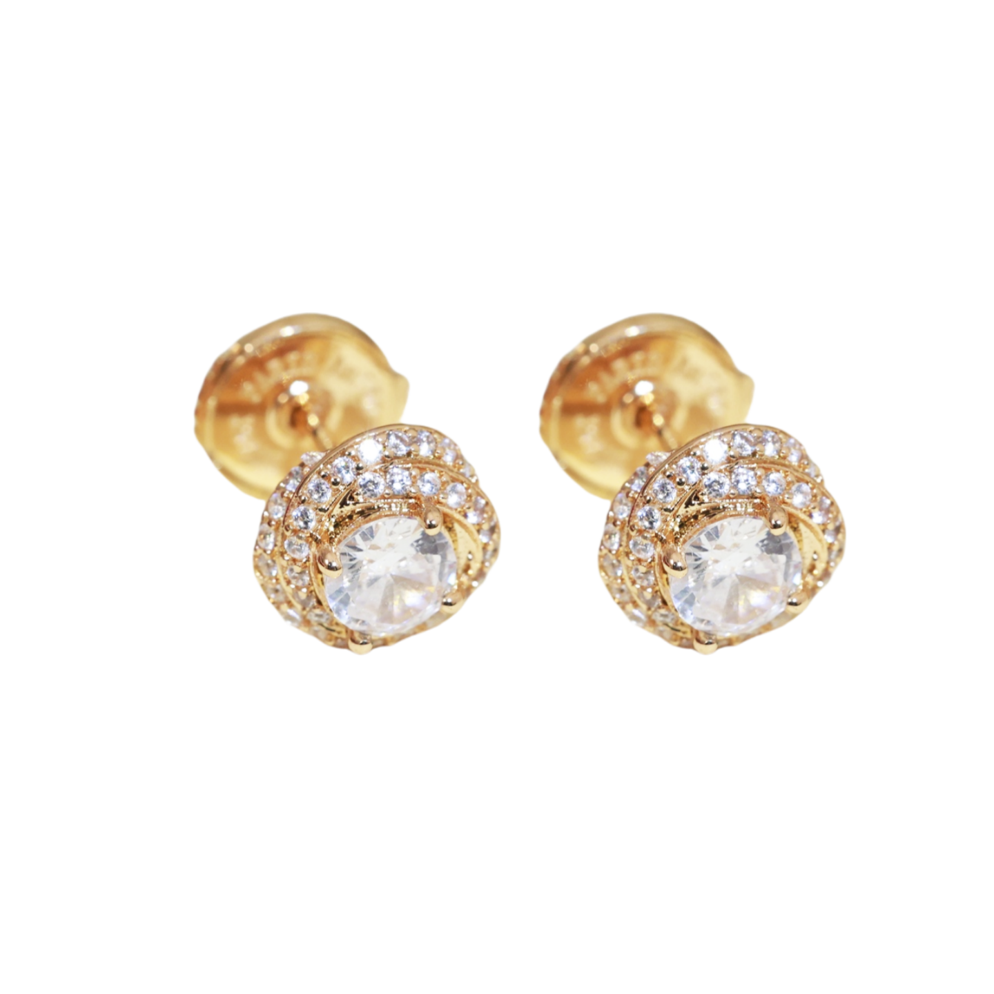 CTEV046 18k TRINITY WHITE GOLD EARRINGS, CLASSIC MODEL, FULL-PAVED - ccjewelryacc