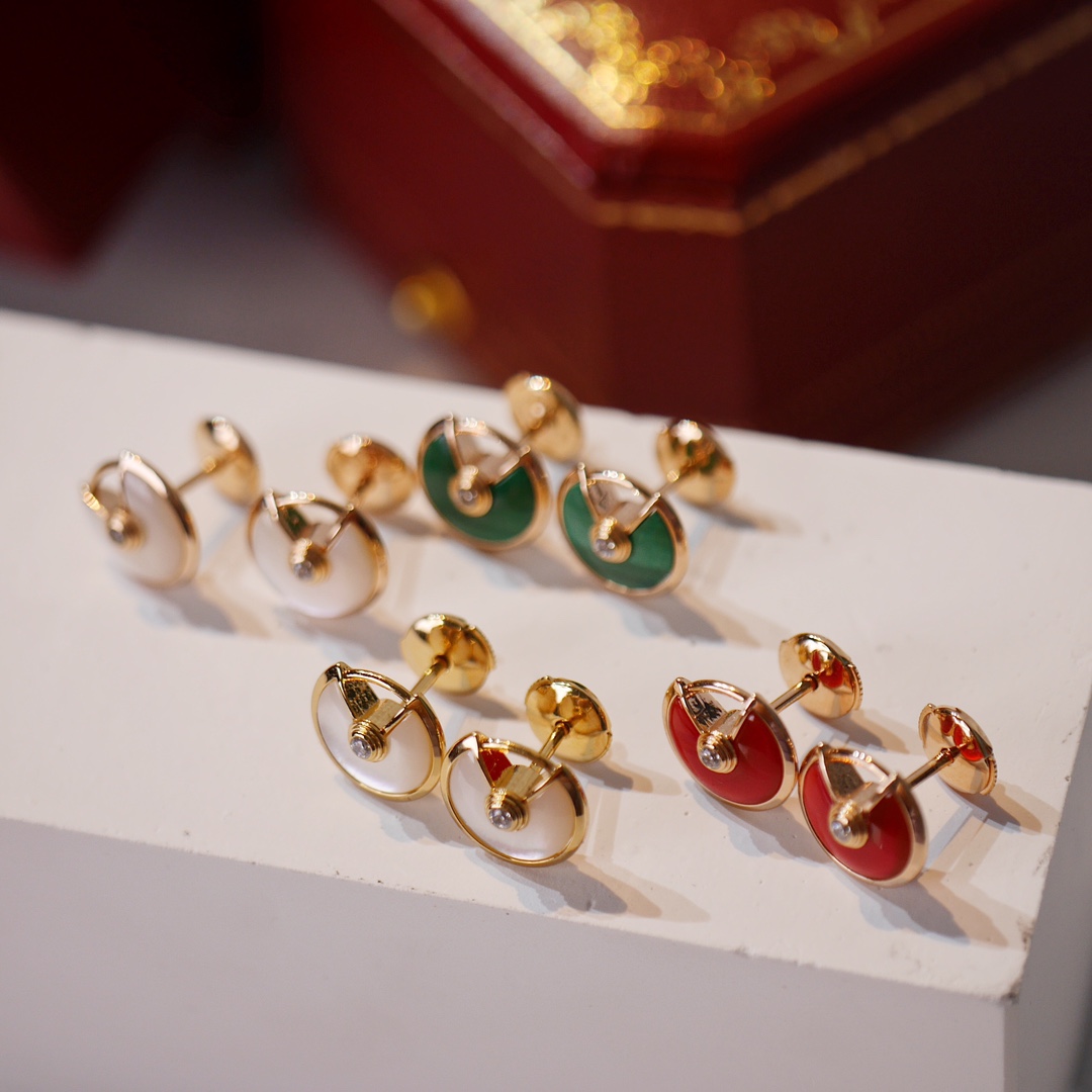 CTEV057 18K Cartier Amulette De Cartier Onyx Diamond Earrings - ccjewelryacc