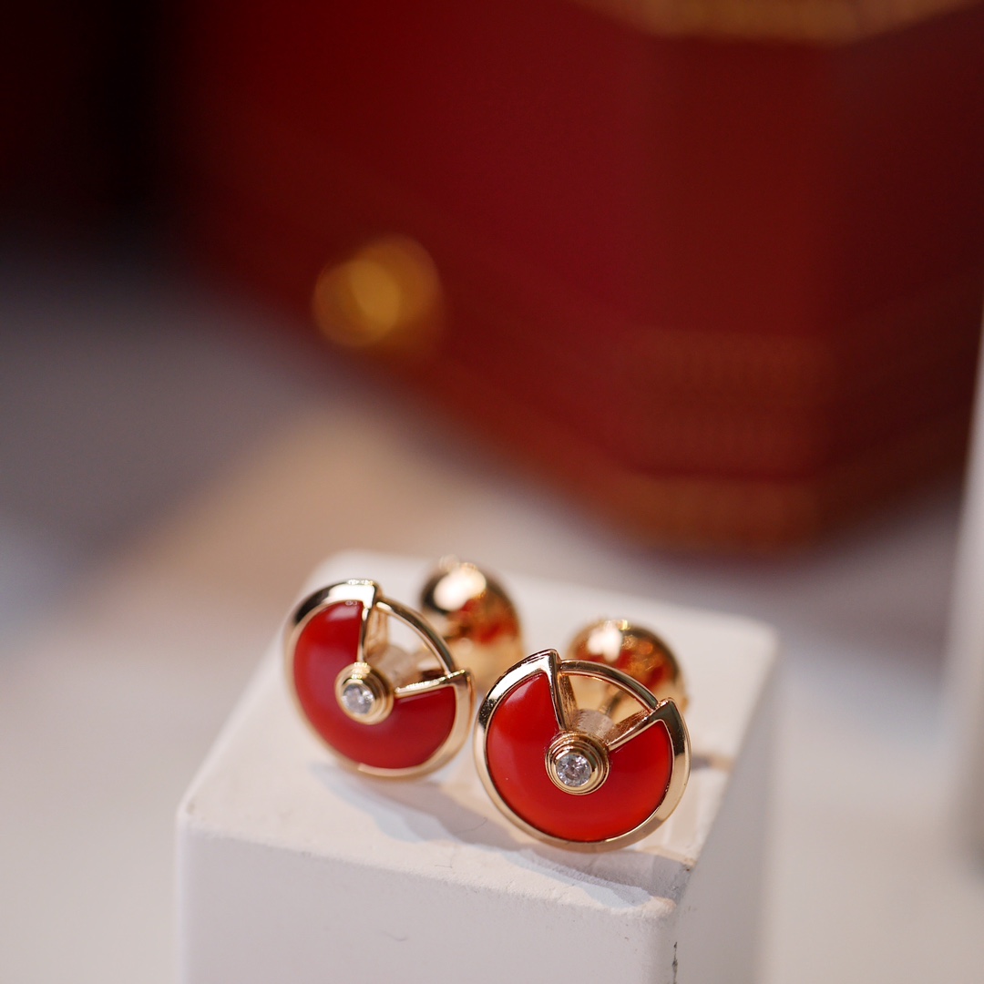 CTEV057 18K Cartier Amulette De Cartier Onyx Diamond Earrings - ccjewelryacc