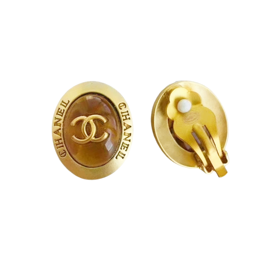 CCE355 Chanel Yellow gemstone earring clip - ccjewelryacc