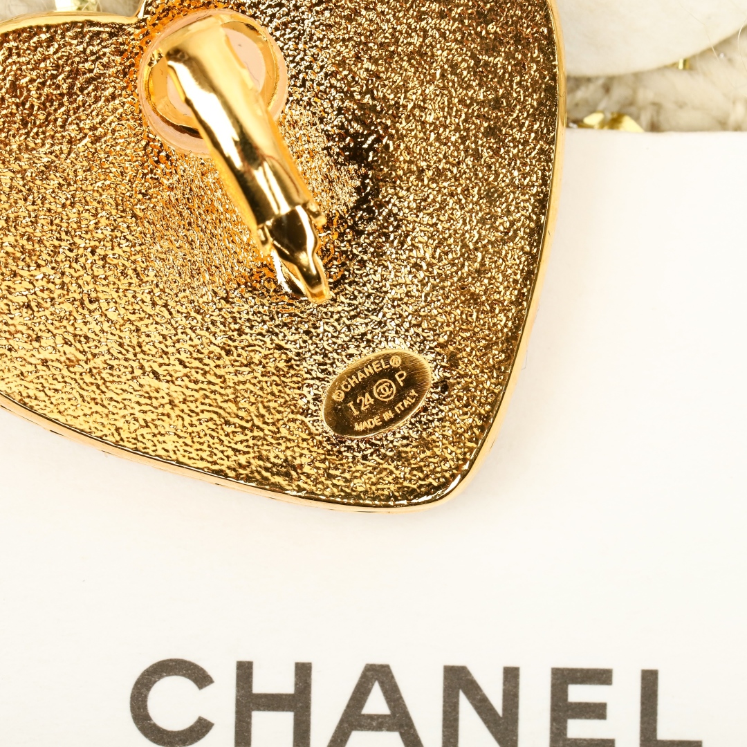 CCE354 Chanel denim heart earring clip - ccjewelryacc