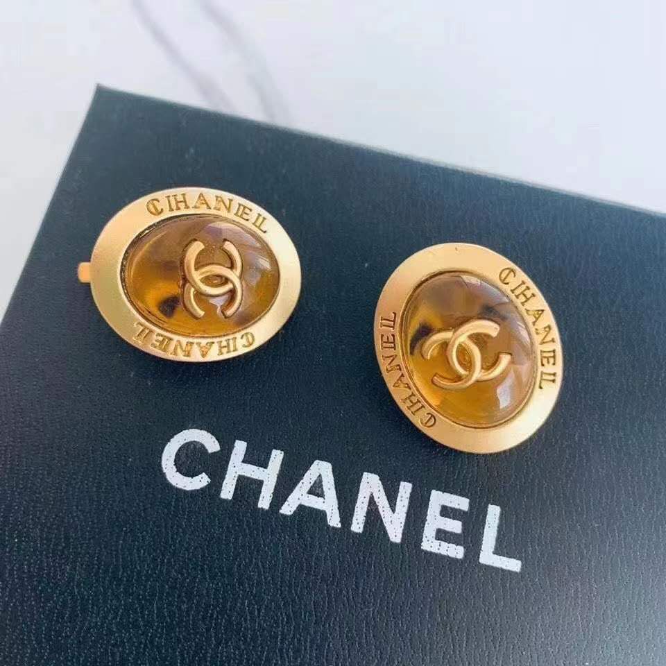 CCE355 Chanel Yellow gemstone earring clip - ccjewelryacc