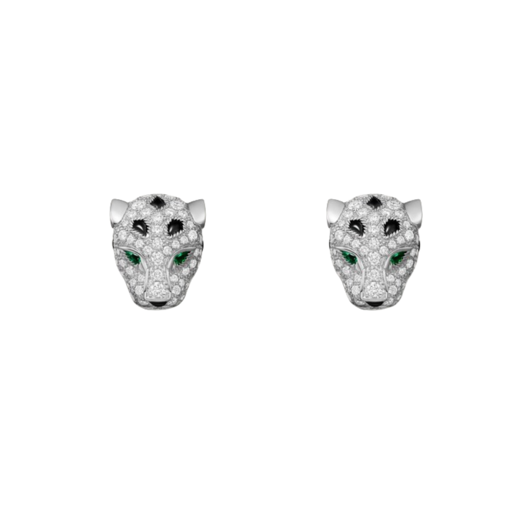 CTEV058 18K White Gold Panthère de Cartier stud earrings, paved - ccjewelryacc