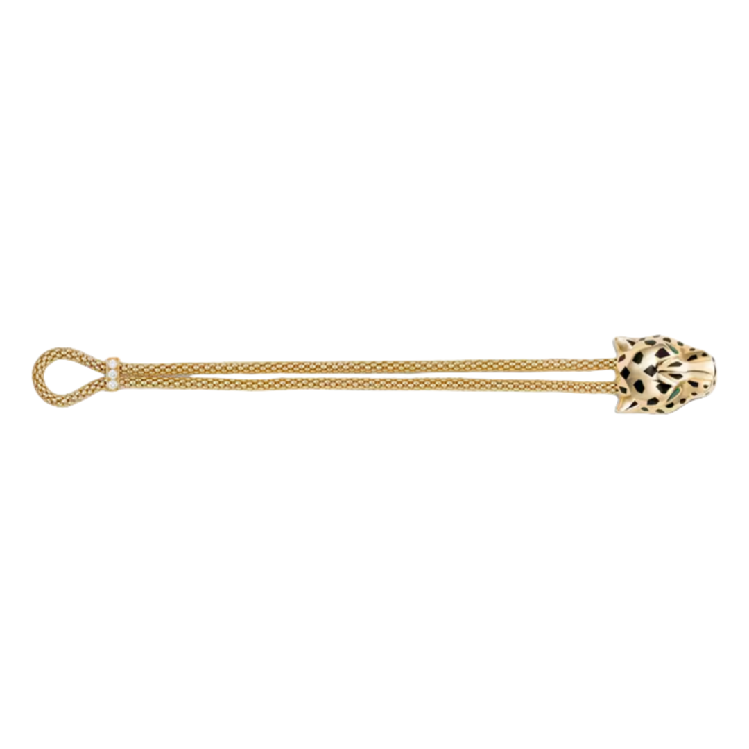 CTSV040 18k Gold Panthère de Cartier bracelet, on chain, diamonds - ccjewelryacc