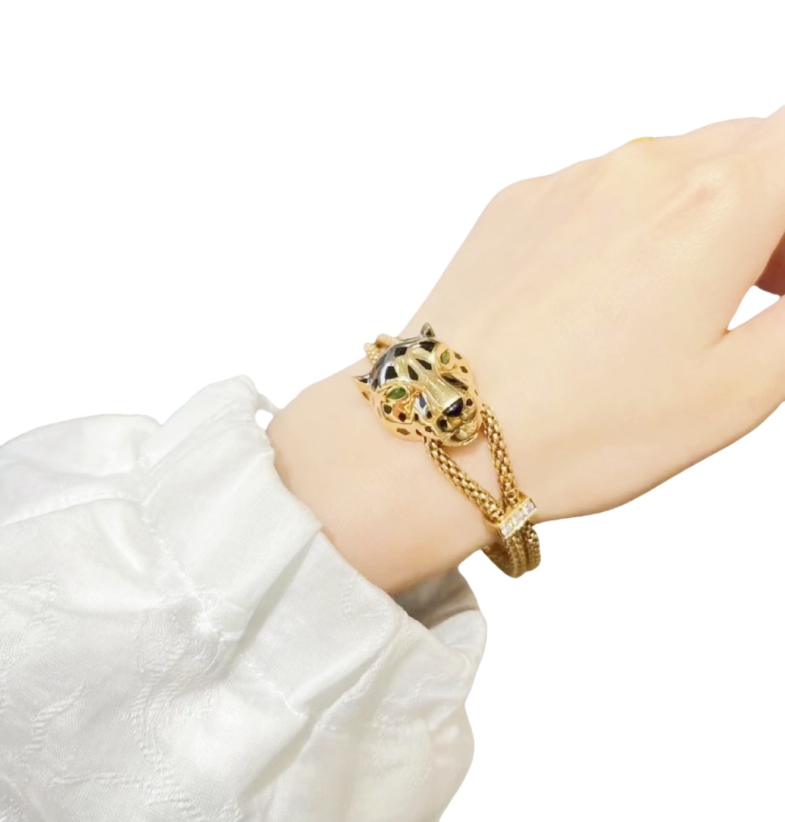 CTSV040 18k Gold Panthère de Cartier bracelet, on chain, diamonds - ccjewelryacc