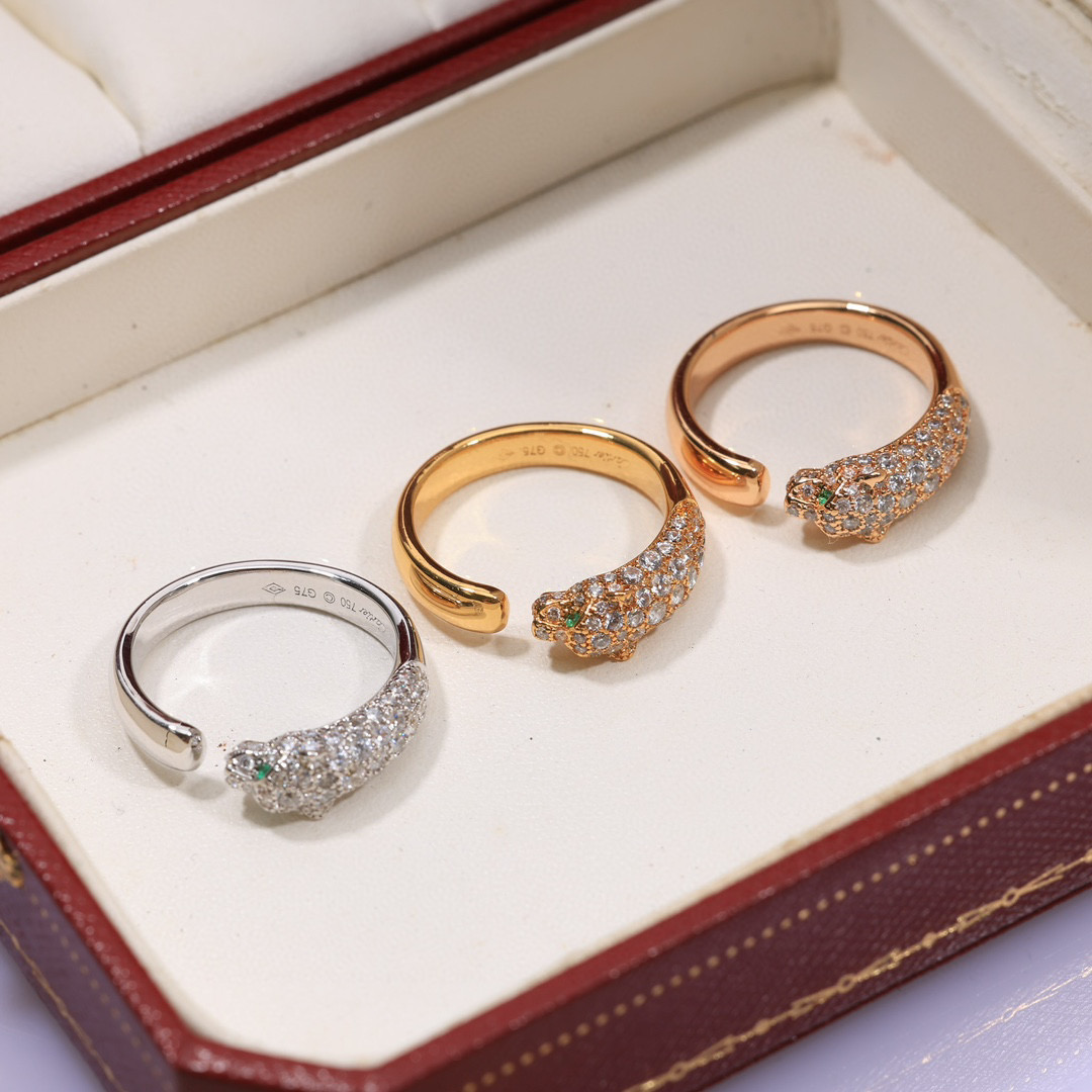 CTR016 Panthère de Cartier ring, small model, half-paved - ccjewelryacc