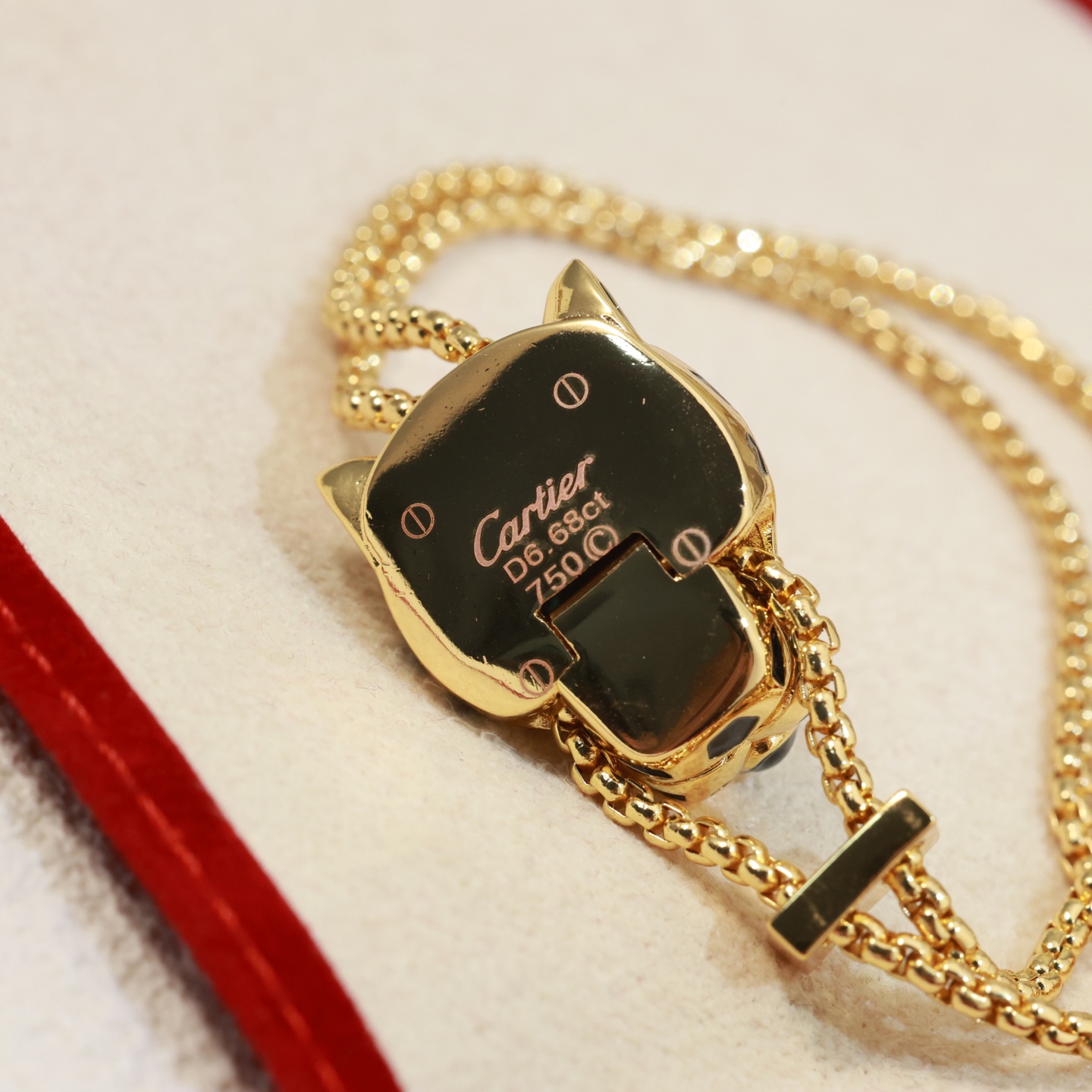 CTSV040 18k Gold Panthère de Cartier bracelet, on chain, diamonds - ccjewelryacc