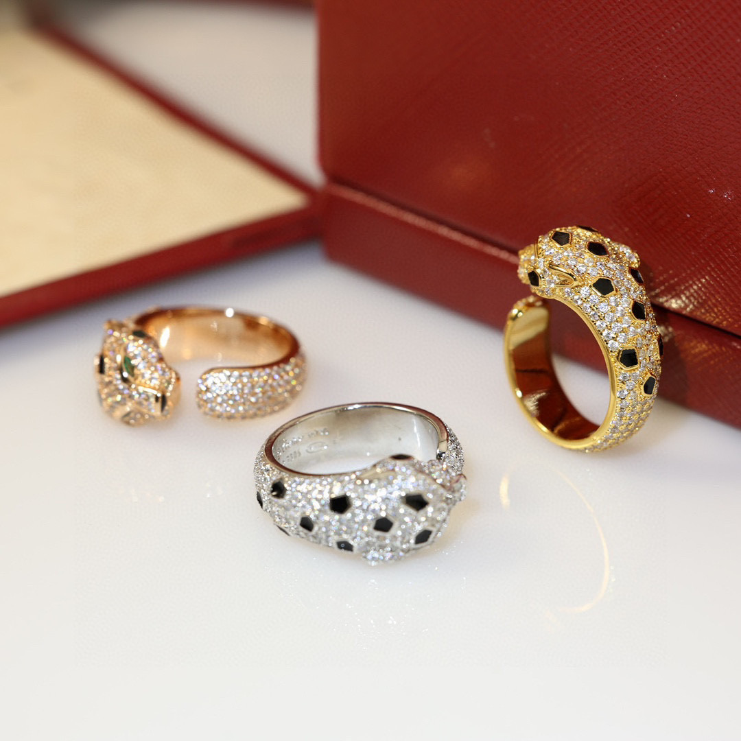 CTR003 Panthère de Cartier ring, medium model, half-paved - ccjewelryacc